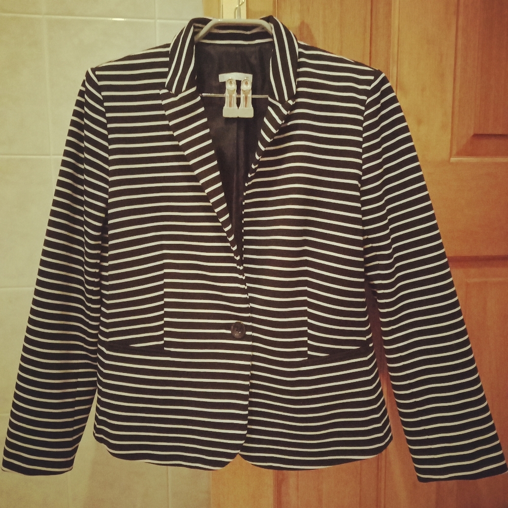 Target Black And White Striped Blazer Jacket Size 16 - Picture 1 of 3